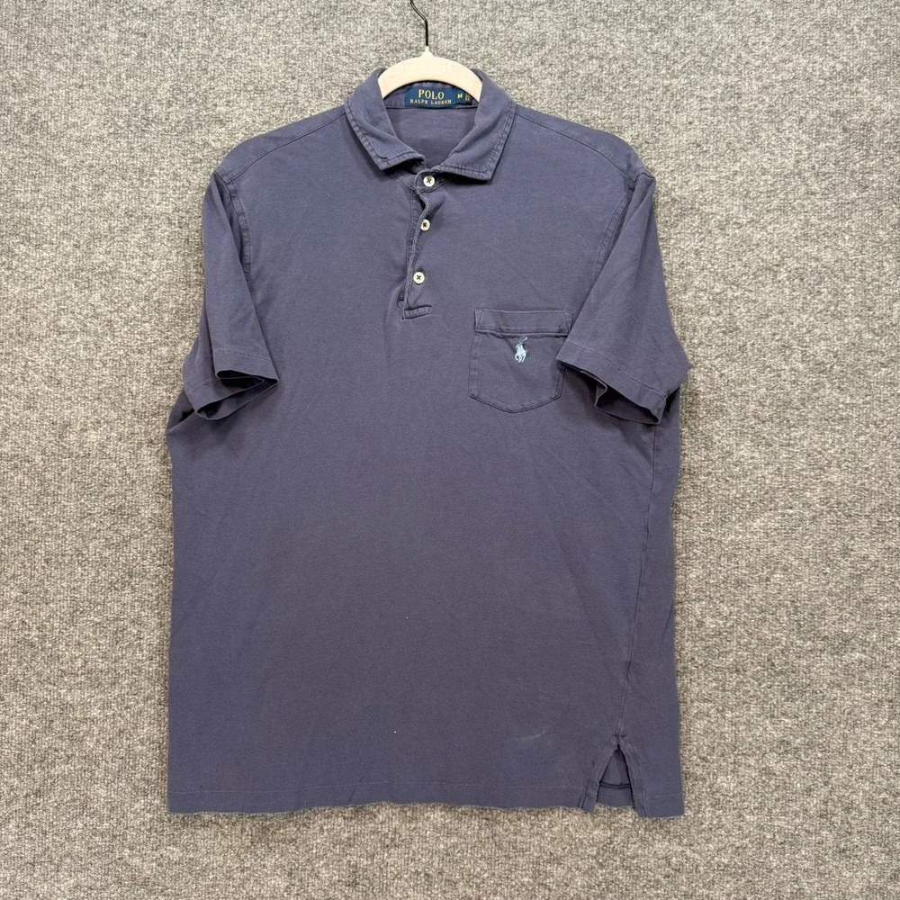Polo Ralph Lauren Polo Shirt Mens Medium Blue Pocket Pony Logo‎ Classic Casual